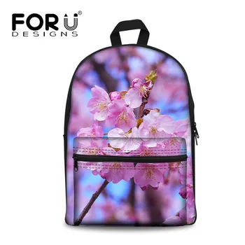 

FORUDESIGNS 2019 New Cherry Flower Printed for Teenage Girls Canvas Backpacks Shoulder Bag Female Rucksack Bagpack Drop shipping