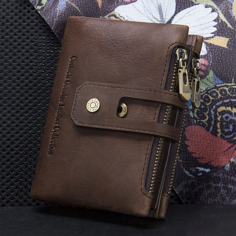 CONTACT-S-Genuine-Leather-Men-Wallet-Small-Men-Walet-Zipper-Hasp-Male-Portomonee-Short-Coin-Purse
