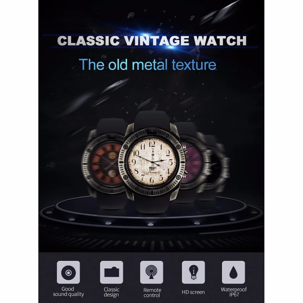 Vintage Smart Watch With Camera Bluetooth Wristwatch for Android