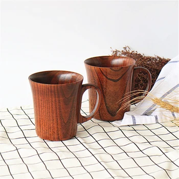 

400ml Natural Wooden Coffee Mug,Wood Tea Cup Classic Wood Cups and Mugs Coffee Milk Tea Mug Home Cafe Bar Drinking Cup Drinkware