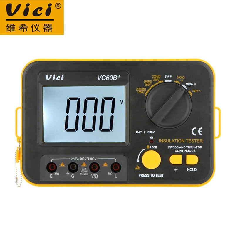 Vc60b + Testador de Resistência de Isolamento 2g com Retroiluminação Vici Contagens Megohmmeter Voltímetro Dvm 1000 v Lcd 1999