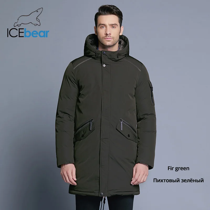 ICEbear Новинка высококачественное зимнее пальто простое модное пальто с большим карманом мужские теплые брендовые парки с капюшоном MWD18718D - Цвет: M868 fir green
