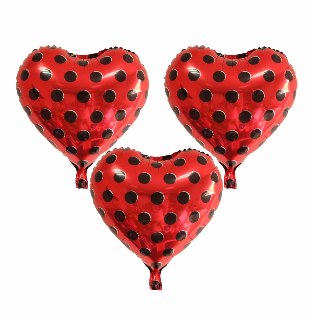 

3pcs/lot balloons polka dot heart ballon 18inch foil ballon baby shower wedding birthday Anniversary party decoration ladybug