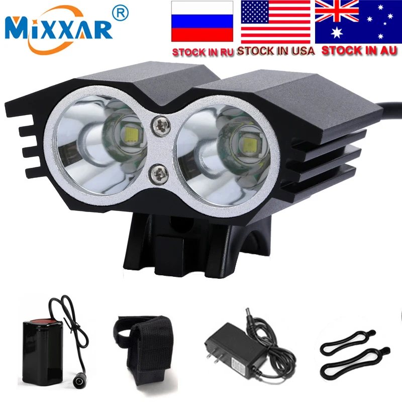 

HOT 7000 Lumens 2x T6 LED Cycling Bike Bicycle Light Head front Lights Flash Light 4 Modes Rechargeable Battery Headlight Lamp