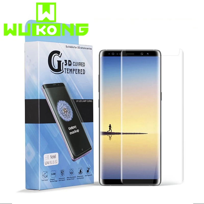 Ультрафиолетовый жидкий Полный Клей протектор экрана для samsung Note 9 S8 Plus S9 Plus полное покрытие закаленное стекло для huawei P30 Pro mate 20 Pro