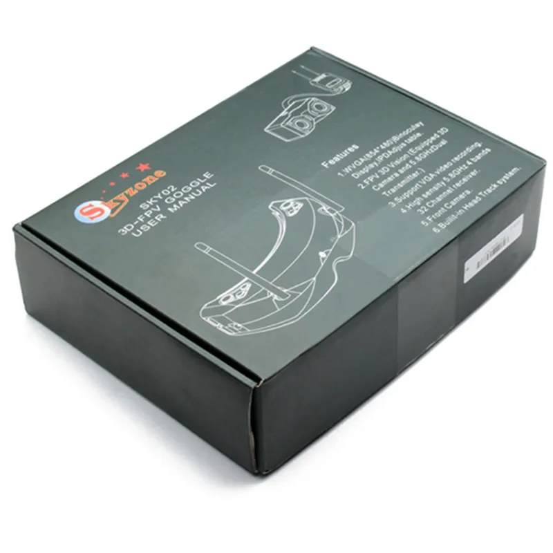 Skyzone SKY02 5.8g 32ch FPV video glasses head tracking support to receive high resolution 5