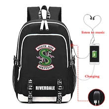 Riverdale Mochila Escolar Mochila Moda USB de Carregamento de Carga USB Riverdale Mochila Bonito Saco de Escola Das Meninas Dos Meninos Das Mulheres Dos Homens
