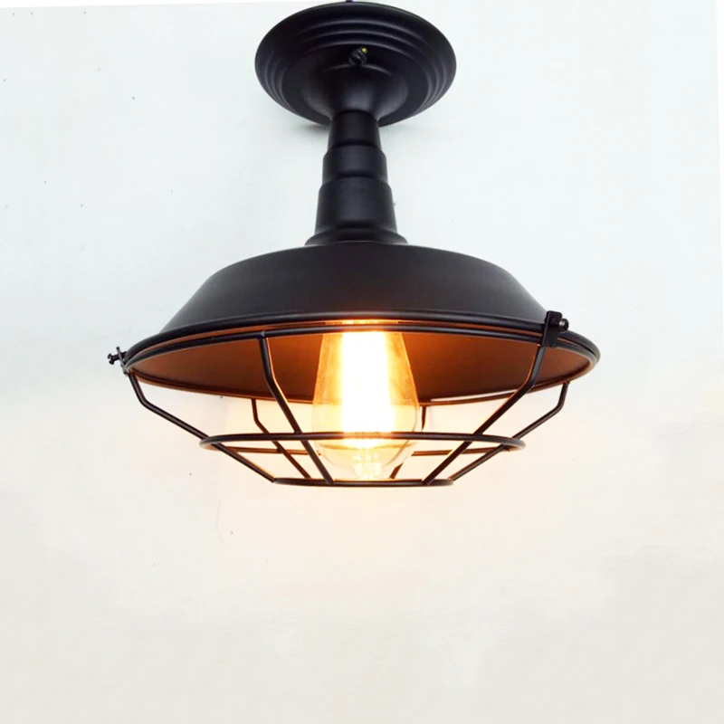 

Vintage loft ceiling light black iron cage light bedroom living room aisle corridor restaurant bar cafe light E27 ceiling lamp