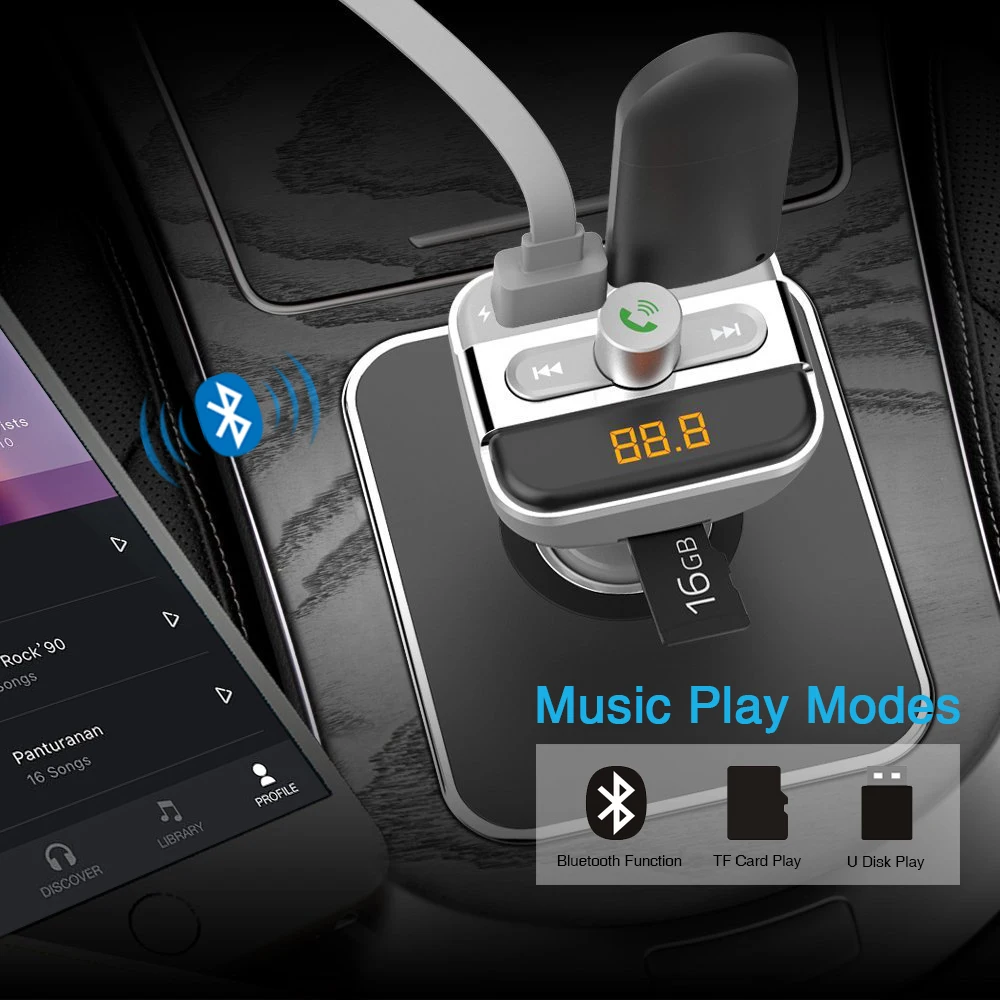 Автомобильный комплект громкой связи Bluetooth FM передатчик автомобильное зарядное