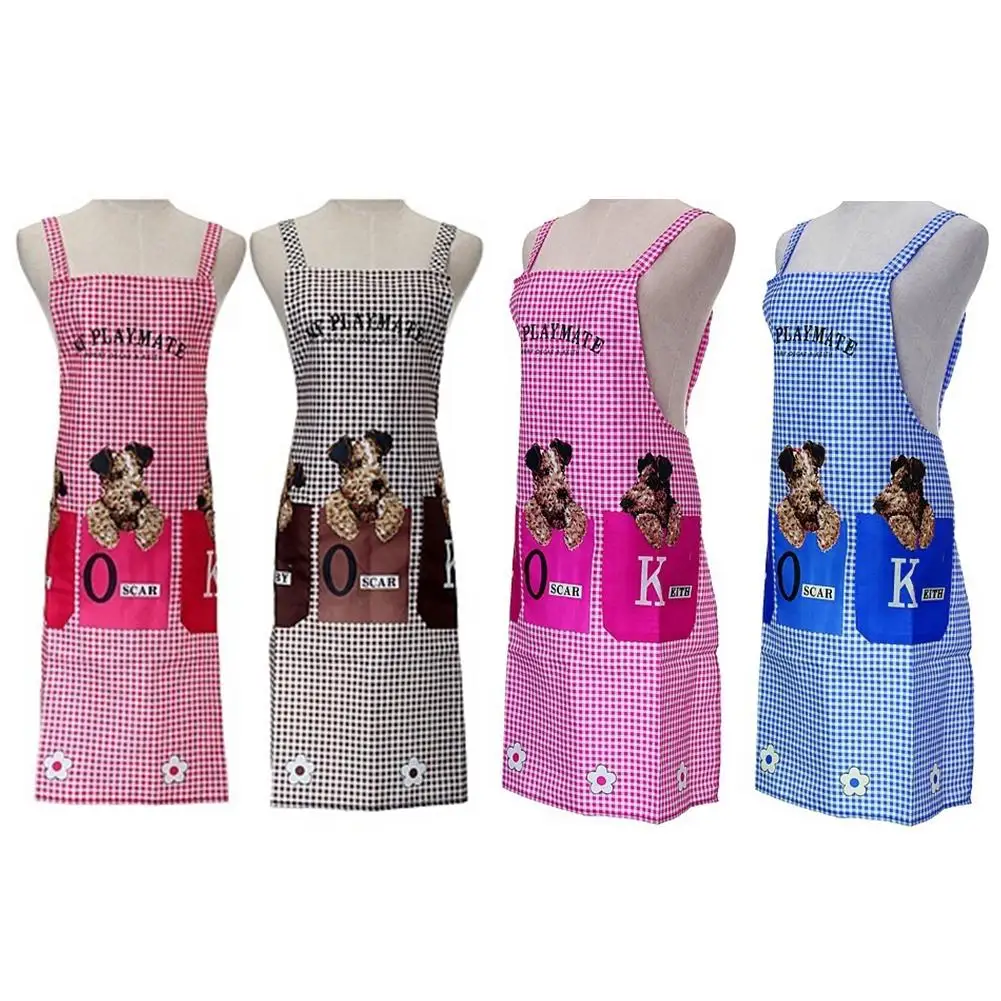 Cute Pet Dog Print Apron Waterproof Sleeveless Pocket Aprons for Woman Kitchen Cooking Apron Household Cleaning Aprons for Adult