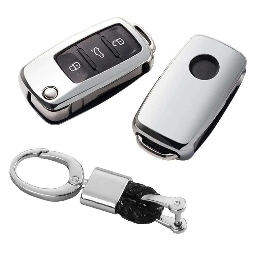 with keychain Мягкий чехол для ключей из ТПУ - Название цвета: with keychain