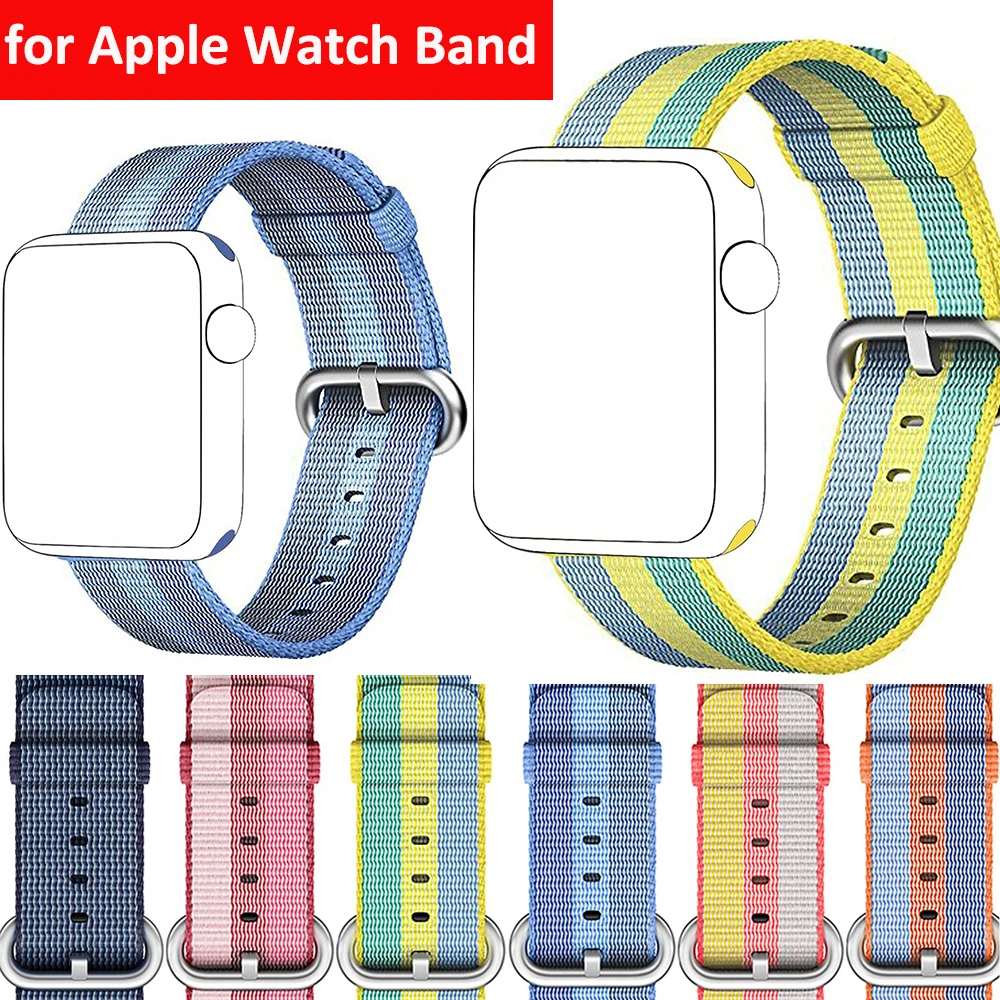 Ремешок нейлоновый Плетеный для Apple Watch Band 44 мм 40 браслет Bands 42 38 iwatch Series 1 2 3