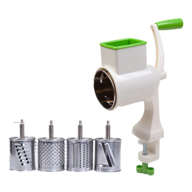

Manual Vegetable Cutter Rotary Grater 4x Replaceable Drums Potato Fruit Cheeses Slicer Vegetable Shredder Kitchen Gadgets