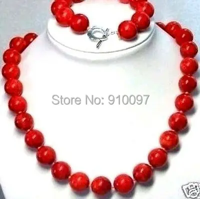 

LHX54016>>>>>>14mm 18inch Red Tibet Coral necklace bracelet set
