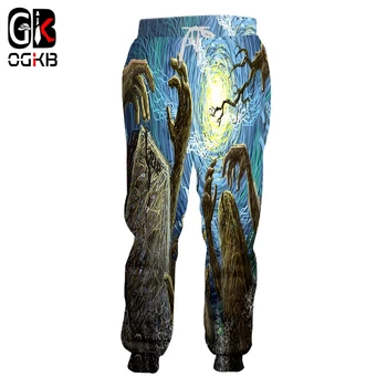 

OGKB Halloween New 3D Printed Hand Women Sweatpants Creative Personality Graveyard Harajuku Casual Clothing
