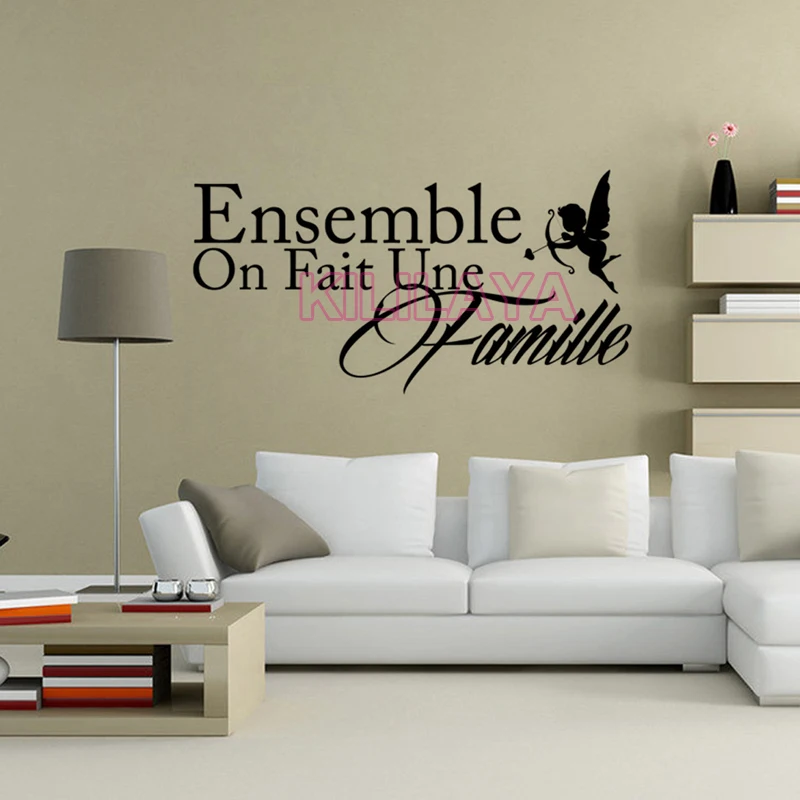 Stickers French Citation Ensemble On Fait Une Famille Vinyl Wall Sticker Decals Art Wallpaper Living Room Home Decor Decoration Wallpaper Roll Wallpaper Glitterwallpaper Map Aliexpress