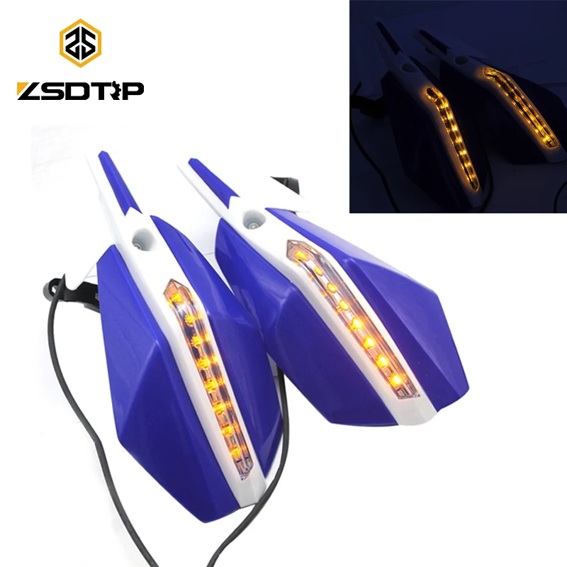 

ZSDTRP 1Pair Motorcycle Hand Guard Handle Protector Shield Motorbike Scooter Windproof Handlebar HandGuards with LED