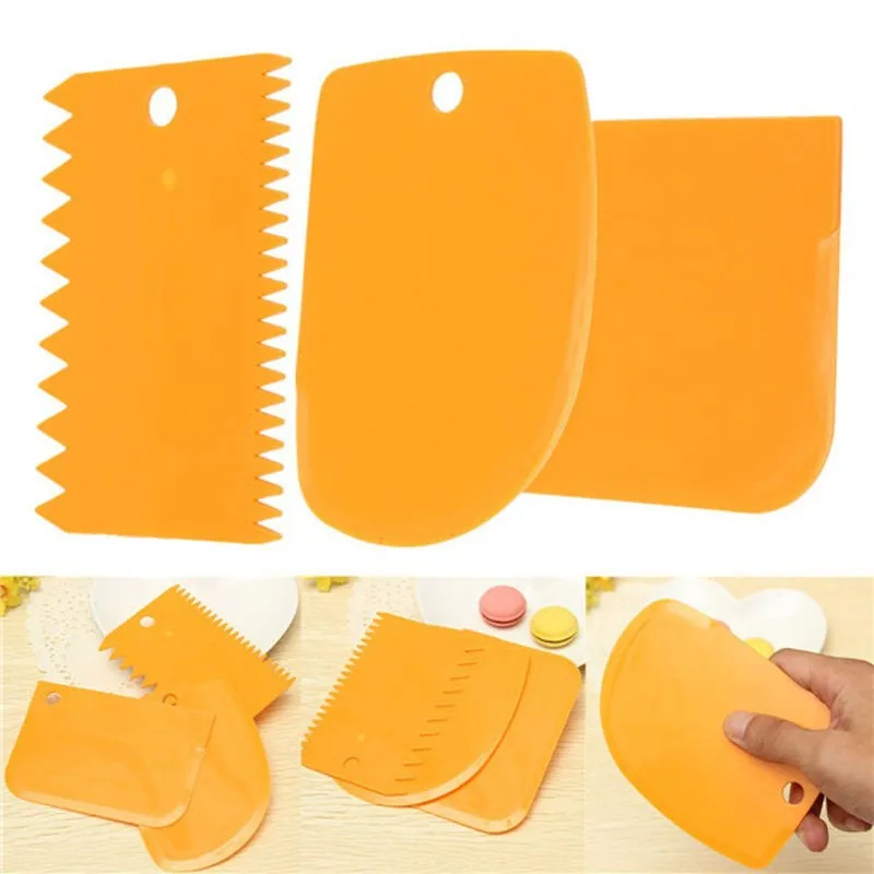 3PCs/set Plastic Scraper Cake Smoother Edge Side Decorating Baking Spatulas Tools Fondant pastry cutters Dropshipping X