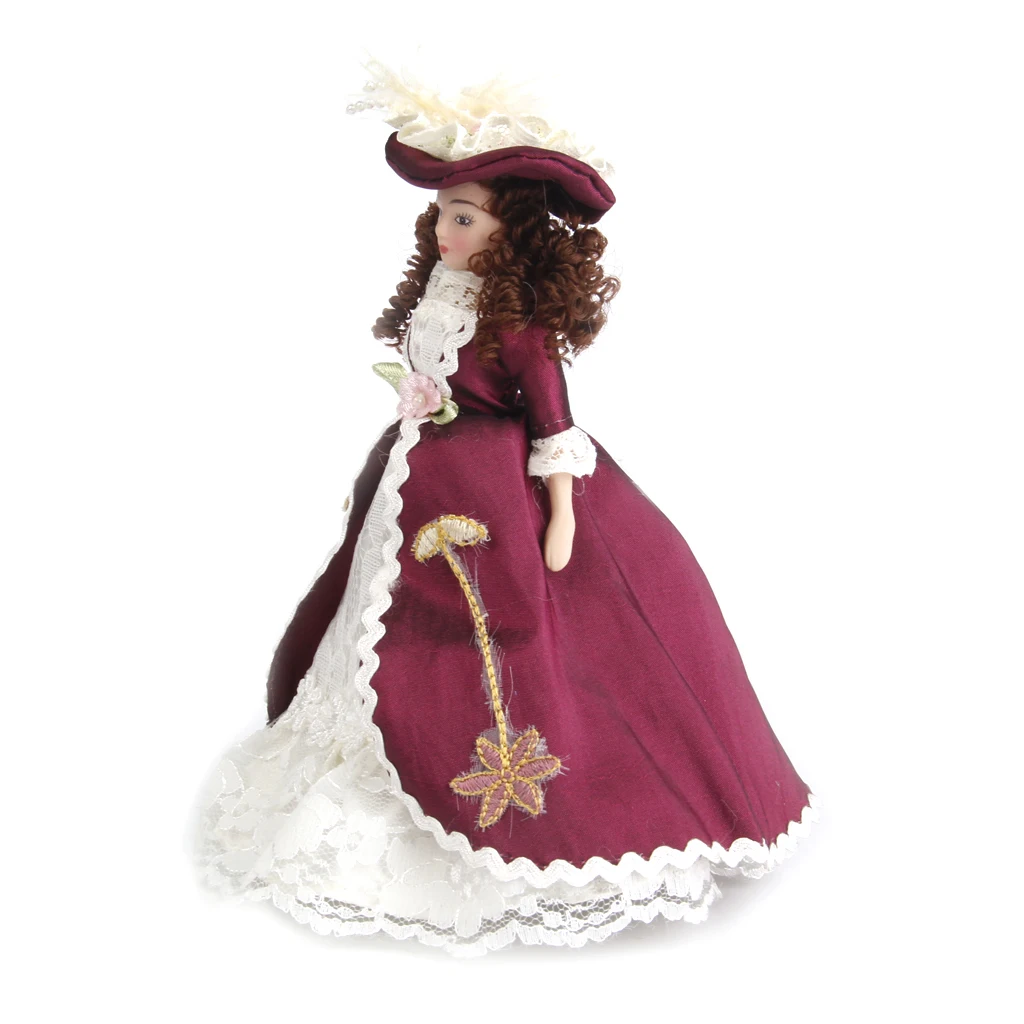 Фарфоровые куклы классическая красота леди w. Шляпа для 1:12 кукольный домик миниатюра
