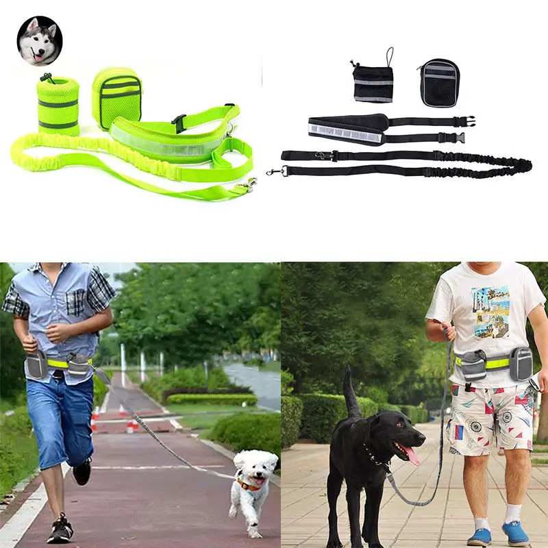 Adjustable Hands Free Leash Dog Pet Lead Waist Belt Head Collar Outdoor