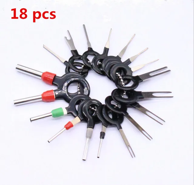 New!18 pcs Auto Car Plug Circuit Board Wire Harness Terminal Extraction Pick Connector Crimp Pin Back Needle Remove Tool Set