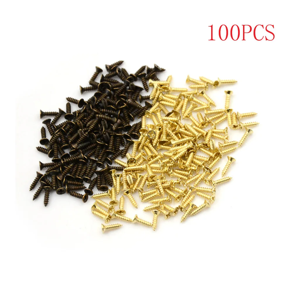 

100PCS 2x8mm Screws Wood Hardware Tool Bronze Tone M2 Flat Round Head Fit Hinges Countersunk Self-Tapping Screws