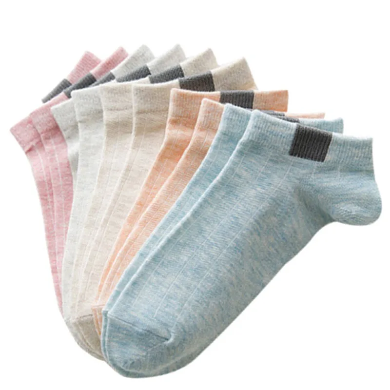 

Urgot 5 Pairs Women Comfortable Stripe Cotton Socks Women Slippers Short Ankle Socks in Five Color High Quality New Fashion 2020