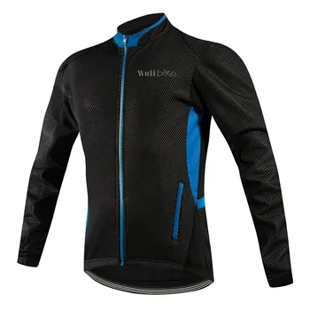 

Wulibike Mens Winter Cycling Jacket Soft Shell Thermal Fleece Sports Coat MTB Bike Waterproof Windproof Long-Sleeved Sportswear