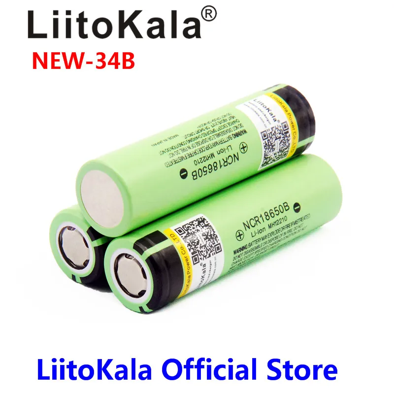 Liitokala Высокая емкость 18650 Батарея 3400 mAh 3,7 V NCR18650B электрические игрушки Перезаряжаемые литий-ионный Батарея+ коробка