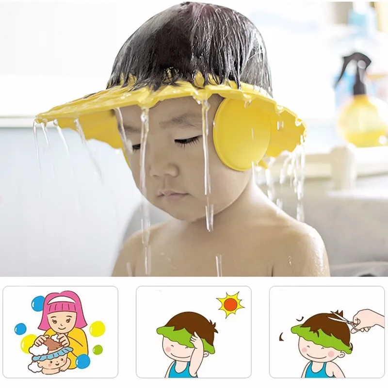 Регулируемые детские шампунь шторы для ванной шапочка для душа колпак мыть волосы Щит JUN10_17
