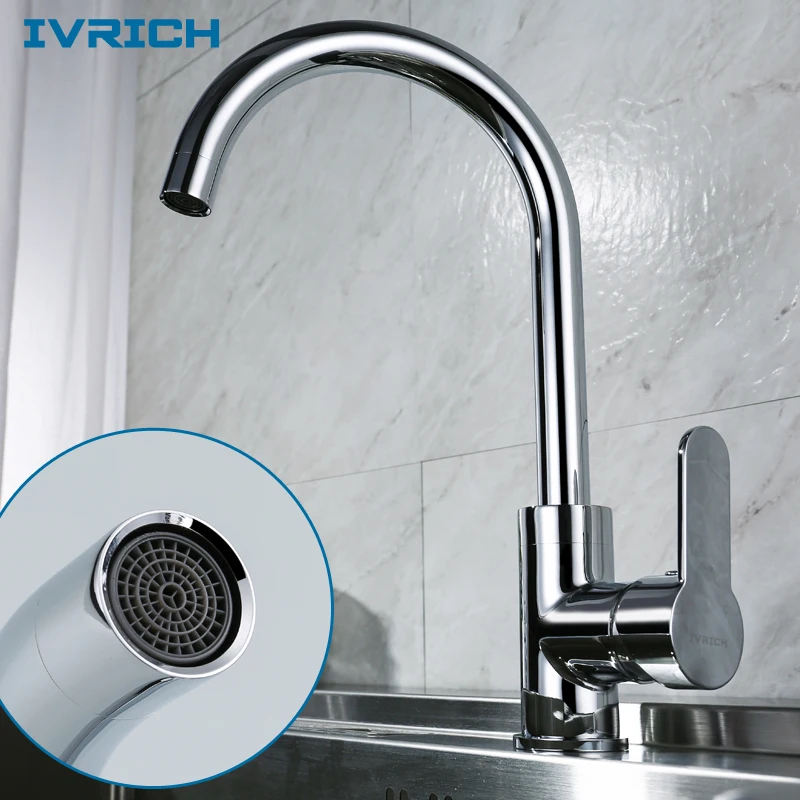 IVRICH Chrome Plating Brass Kitchen Faucet No Splash Soft Effluent 59 Grade Brass Ceramic Valve Core VR6314 IVRICH Chrome Plating Brass Kitchen Faucet No Splash Soft Effluent 59 Grade Brass Ceramic Valve Core VR6314