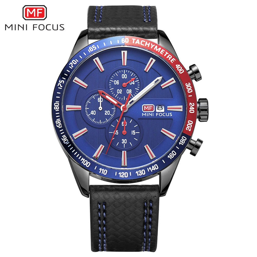 

MINIFOCUS Watches Men Sports Waterproof Auto Date Leather Quartz Man Watch Chronograph Business Wristwatches Relogio Masculino