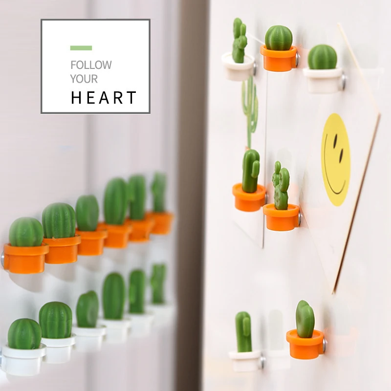 

Fridge Magnet Refrigerator Sticker ABS 6PCS/Set Ornaments Trinkets Home Decor Kitchen Cactus Household Gift Useful Magnet