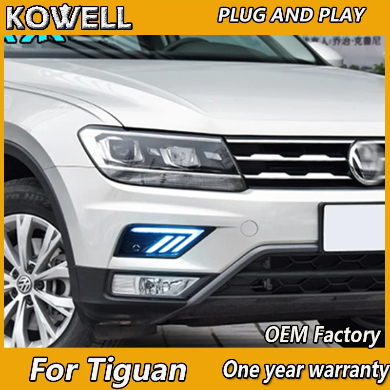 KOWELL автомобильный Стайлинг для VW Volkswagen Tiguan L 2017 2018 DRL светодиодный Ширина