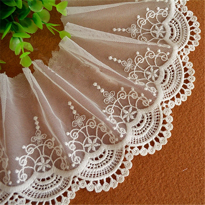

Cotton Mesh Embroidered Lace Trim Black and White Soluble Lace Fabric Width 12cm RS141