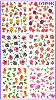 

6 PACK/ LOT GLITTER WATER DECAL NAIL ART NAIL STICKER FLOWER VINE GRASS SY885-890