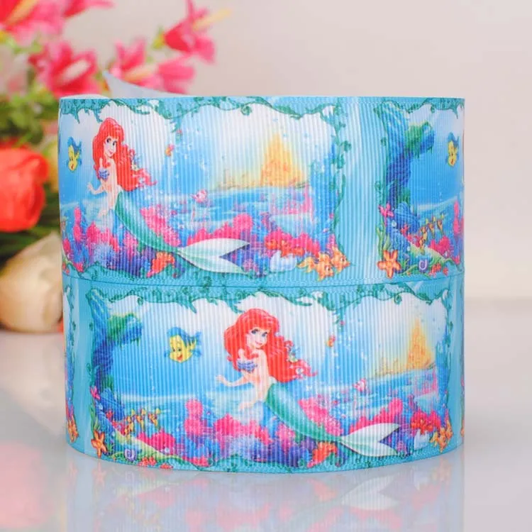 50 ярдов 1-1/2 &quot(38 мм) Красивая Русалка Принцесса принт полушерстяной Лентой DIY hairbow