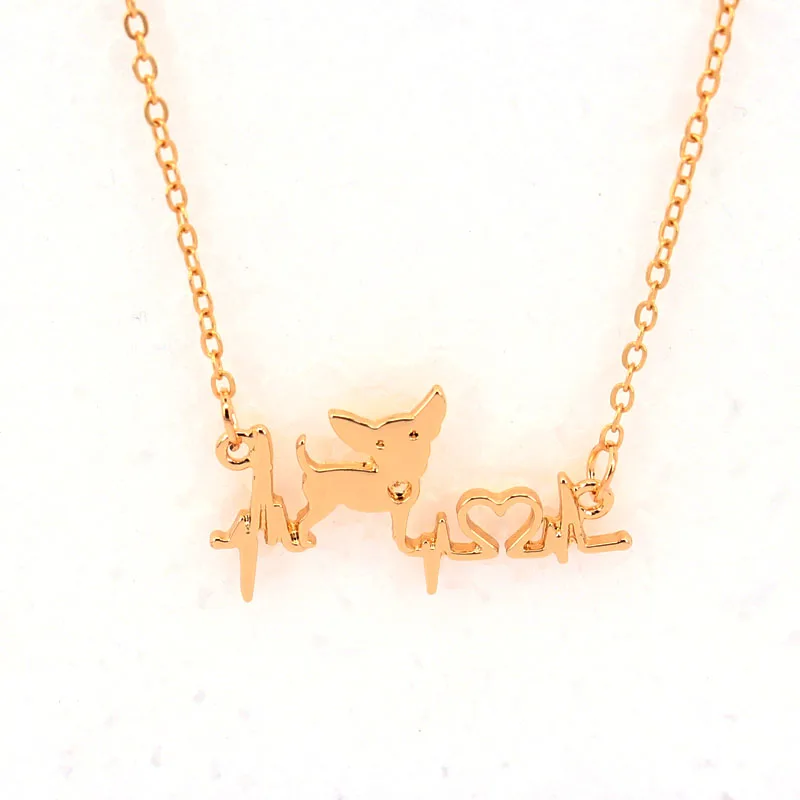 

hzew animal pendant necklace dog Chihuahua Electrocardiogram heart necklaces gift women Children