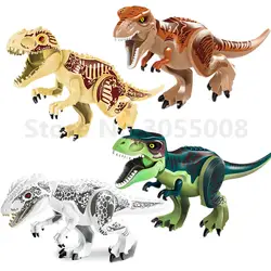 4 шт./компл. Парк Юрского периода большие динозавры фигурки тираннозавр рекс строительные блоки кирпичи сборки игрушки для детей подарок
