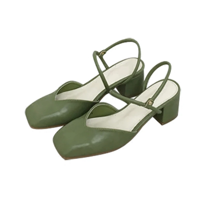 Baotou Female Summer 2018 New Women's Shoes Summer High-heeled Female Thick With Square Head With Retro Roman Sandals