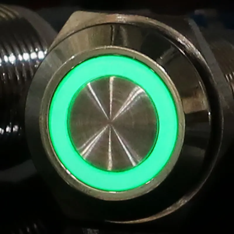16 мм металлическое кольцевое кнопочное кольцо переключателя светодиодный 5-380 в 12 В 6 в 5 В самоблокирующийся Выключатель без фиксации водонепроницаемый автомобильный двигатель красный синий - Цвет: green light