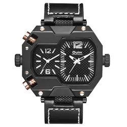 Oulm часы Уникальный дизайнер для мужчин спортивные часы два часовых поясов для мужчин наручные часы для мужчин кварцевые часы пояса из