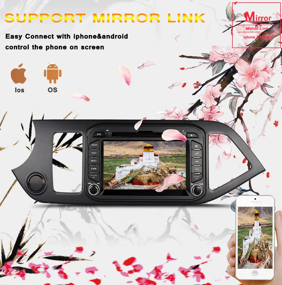 Perfect 4GB RAM 4G WIFI Android 9.0 Octa Core DAB+ RDS Car DVD GPS Radio Player For Kia Picanto Morning 2011-2016 Tape Recorder 7