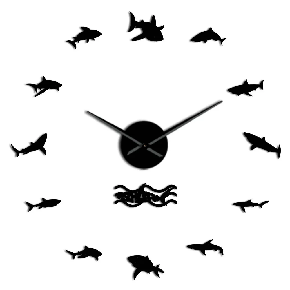 Ocean Sharks Wall Clock Black  