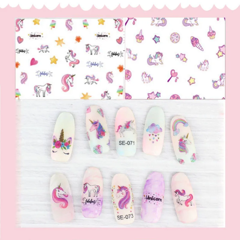 

Unicorn Nail Stickers DIY Craft Nail New Year Baby Shower Nail Stickers Wedding Decoration Unicorn Party Decoration Kids Gifts.Q