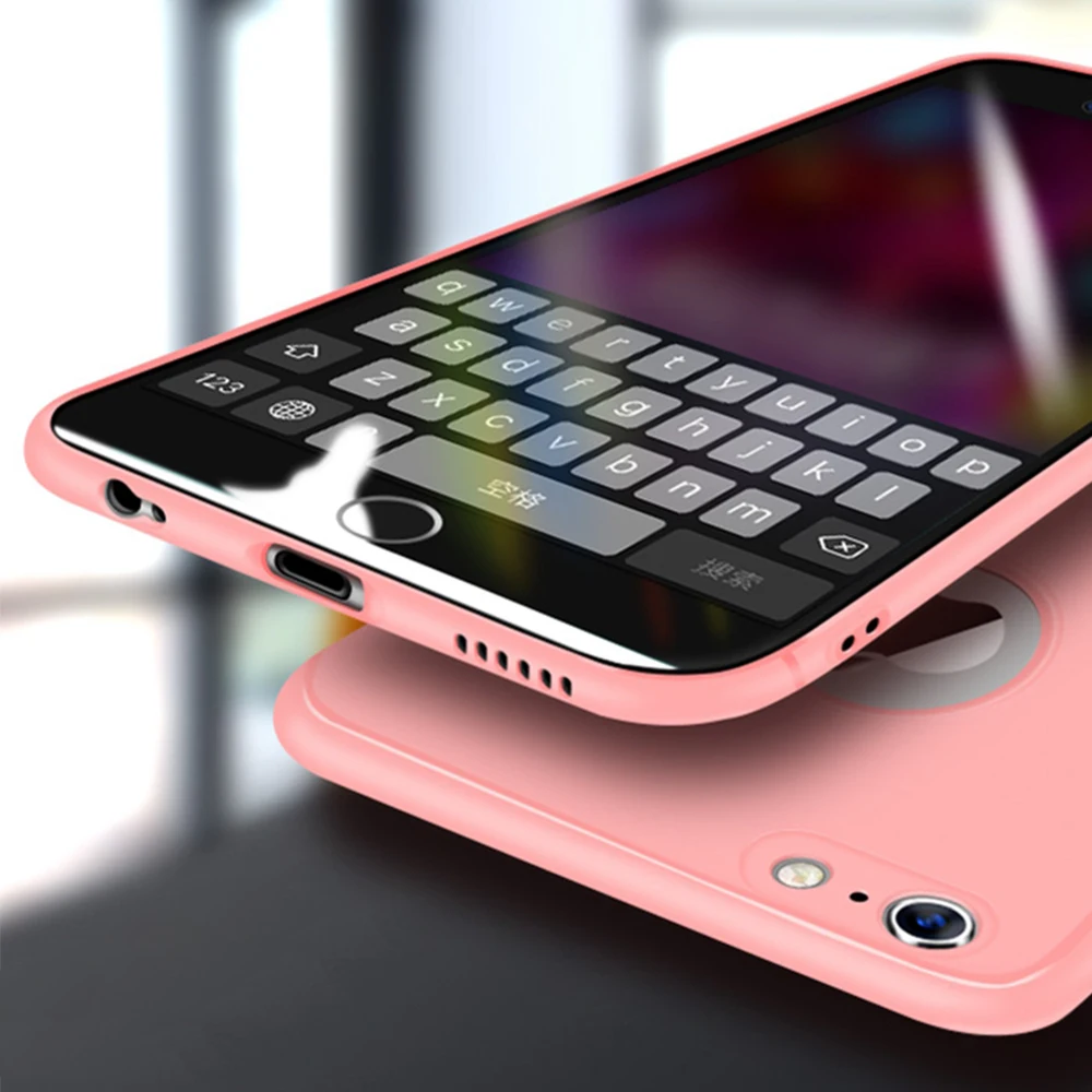 Матовый чехол для телефона с кнопкой для iPhone 6, 6 S, 7, 8 Plus, X, Мягкий ТПУ, силиконовый чехол для задней панели для iPhone 8, 7 Plus, 10, защитный чехол s Coque