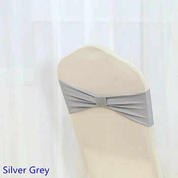 

Colour Silver grey tie bands Lycra sash chair sash Bow tie ribbon For Wedding Party Banquet Decoration wholesale with shiny belt