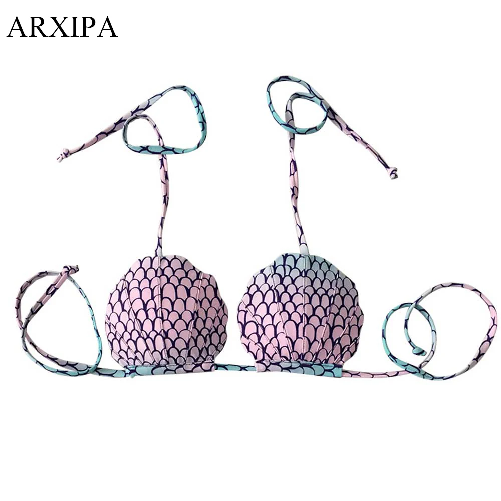Mermaid Top ARXIPA, новинка, купальник с низкой талией, Холтер, раковина, Русалка, купальник, женская одежда, волнистый бикини, набор, купальники, пляжная одежда, купальник - Цвет: Mermaid Top