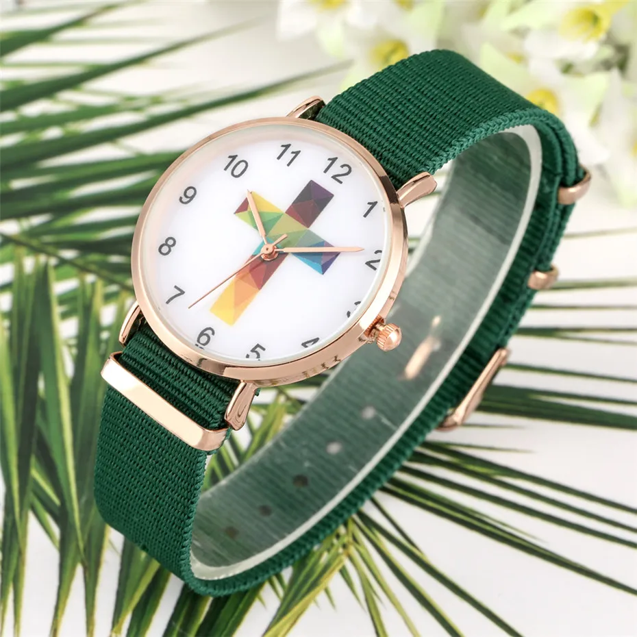 

Minimalist Cross Display Women Watch Quartz Timepiece Nylon Watchband Casual Wristwatch For Female Relogio Feminino