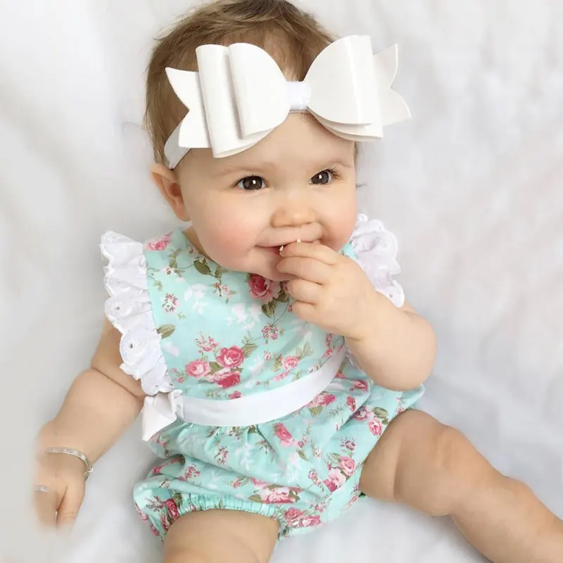 

Cute Newborn Baby Girls Lace Floral Jumpsuit Outfits One-Pieces Clothes 0-24M